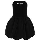 Palm Angels Kids Abito Nero con Logo per Bambine