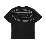 Diesel Kids T-shirt Nera con Logo e Macro Oval D