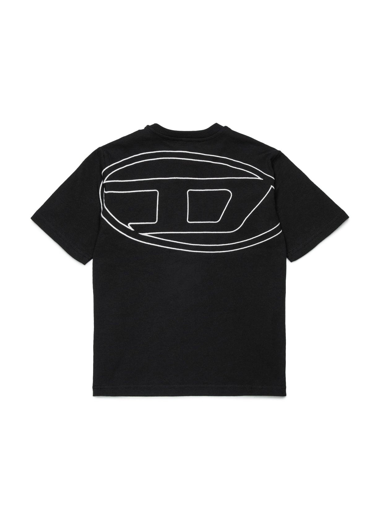 Diesel Kids T-shirt Nera con Logo e Macro Oval D