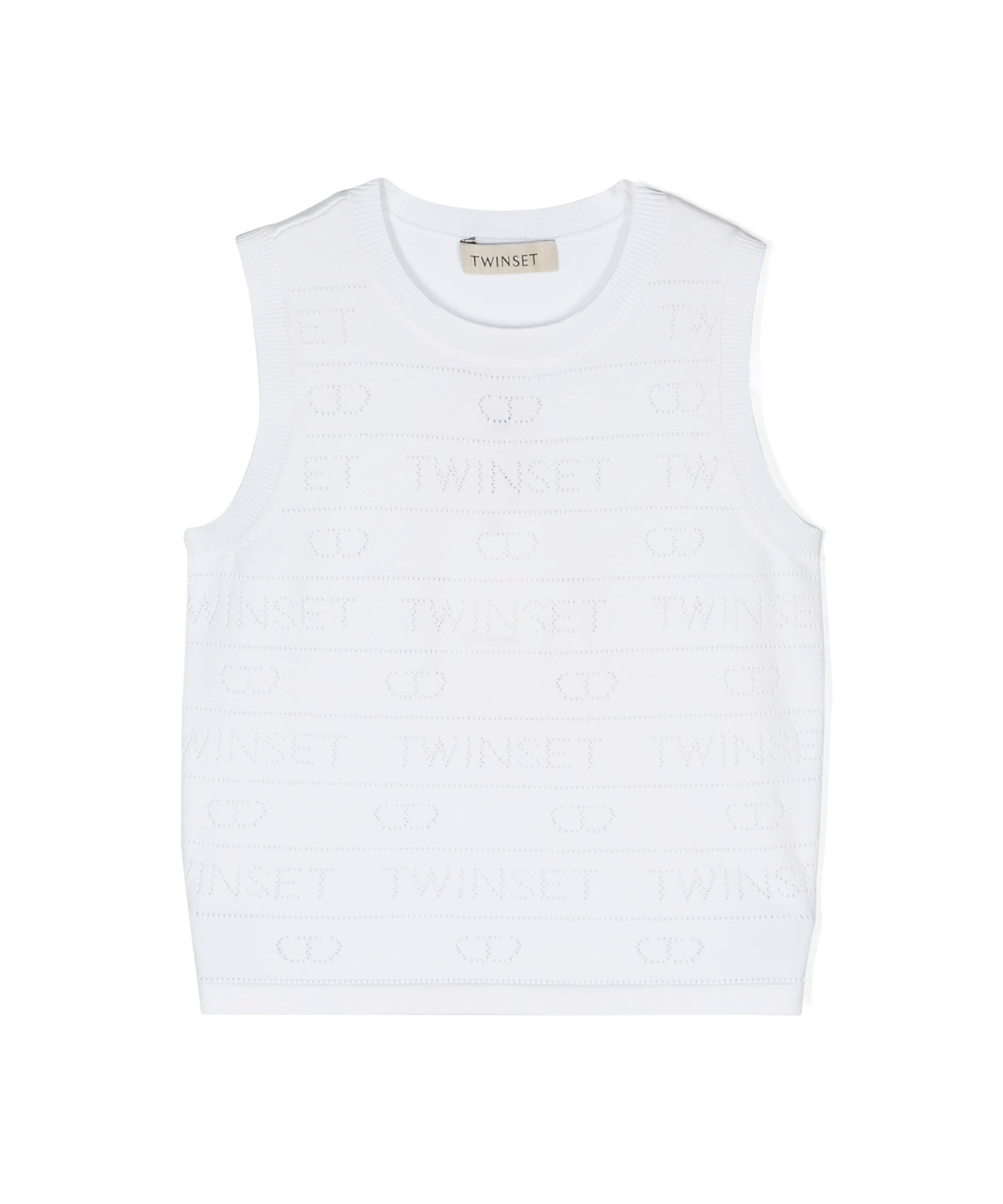 Twinset Kids Top Bianco Con Logo Florence Kids (fronte)