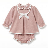 Deolinda Kids Abito+Culotta Rosa Cipria con Fantasia a Quadri per Neonate