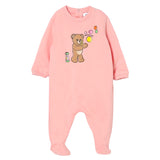 Moschino Kids Tutina Rosa con Stampa Logo Teddy Bear per Neonate