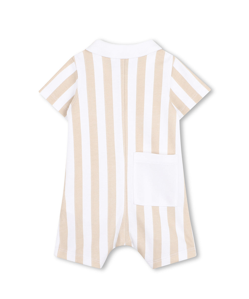 Boss Kids Tutina Beige/Bianco a Strisce per Neonati