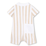 Boss Kids Tutina Beige/Bianco a Strisce per Neonati