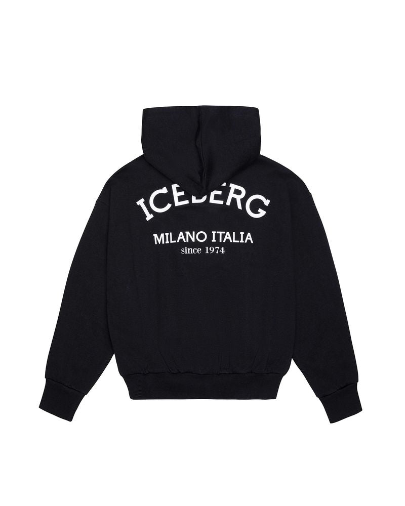 Iceberg Kids Felpa Nero con Logo per Bambini