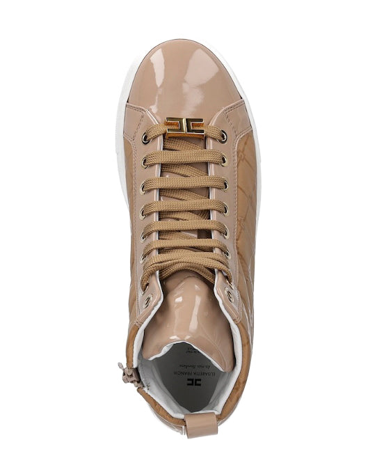 Elisabetta Franchi La Mia Bambina Sneakers Miele con Logo Losanga per Bambine