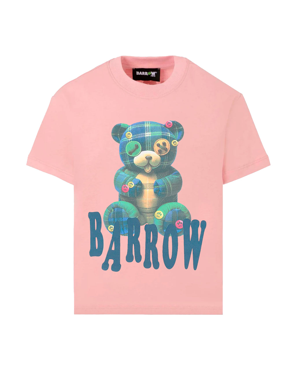 Barrow Kids T-Shirt Rosa Girocollo Stampa Teddy per Bambine