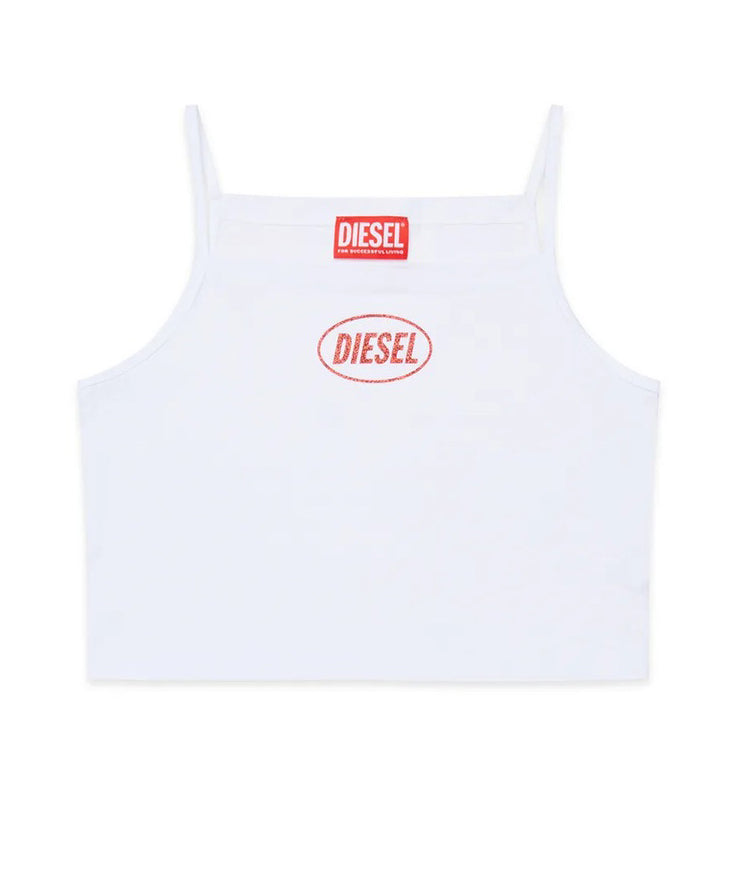 Diesel Kids Top Bianco con Logo per Bambine