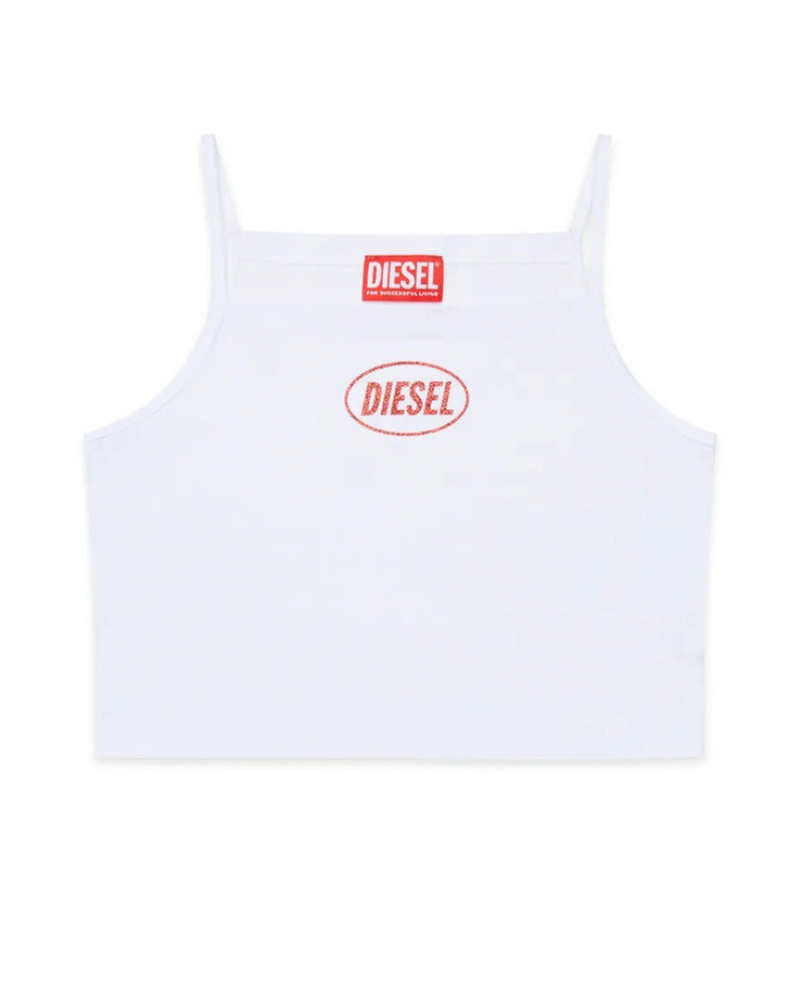 Diesel Kids Top Bianco con Logo per Bambine
