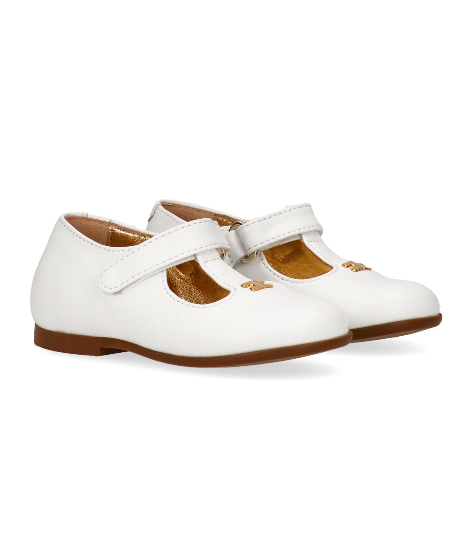 Elisabetta Franchi La Mia Bambina Ballerina Bianco/Oro con Logo per Neonate