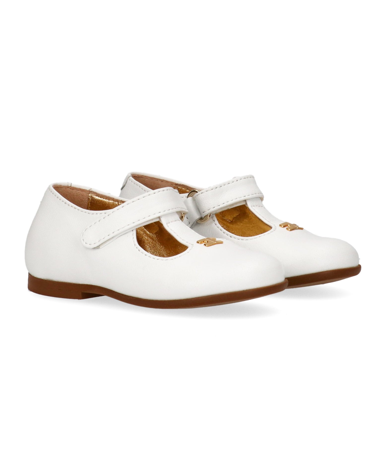 Elisabetta Franchi La Mia Bambina Ballerina Bianco/Oro con Logo per Neonate