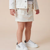 Dsquared2 Kids Gonna in Denim Bianco con Stampa sul Retro per Neonate