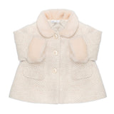 Barcellino Kids Cappotto con Bottoni e Colletto Camicia Panna Per Neonate