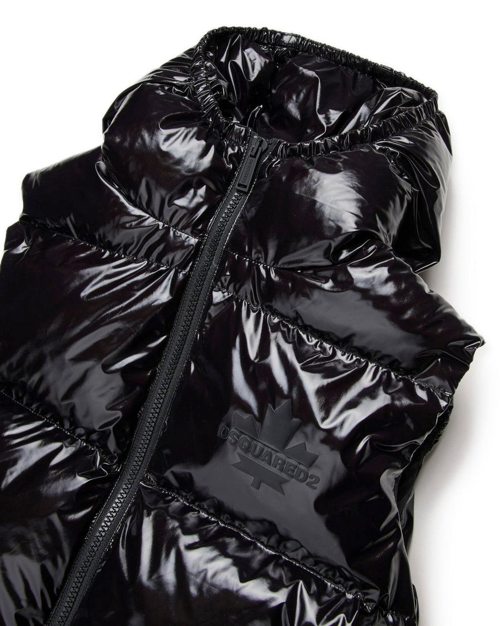Dsquared2 Kids Giubbino Smanicato Puffer Nero con Maple Leaf per Bambini