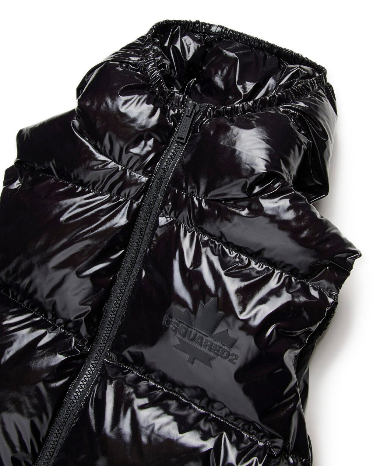 Dsquared2 Kids Giubbino Smanicato Puffer Nero con Maple Leaf per Bambini