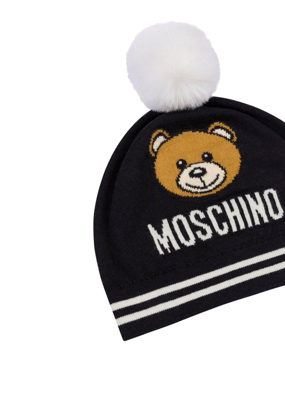 Moschino Kids Cappellino Nero con Logo Teddy Bear per Bambini (dettaglio)