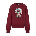MSGM Kids Felpa Girocollo Borgogna con Stampa per Bambine
