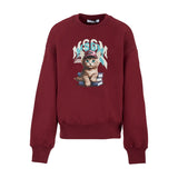 MSGM Kids Felpa Girocollo Borgogna con Stampa per Bambine
