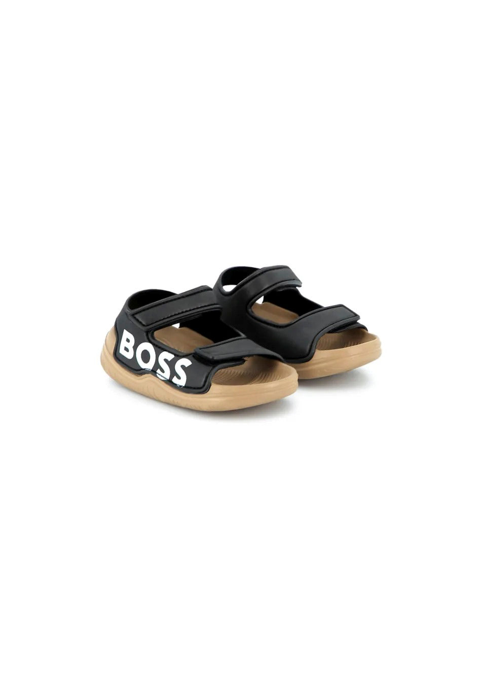 Boss Kids Sandali Neri con Logo per Neonati