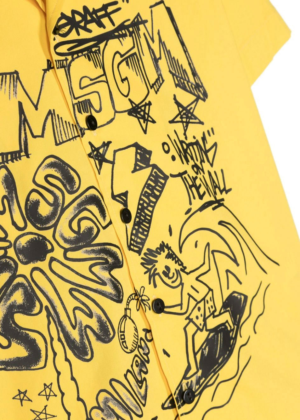 MSGM Kids Camicia Gialla con Stampa per Bambini