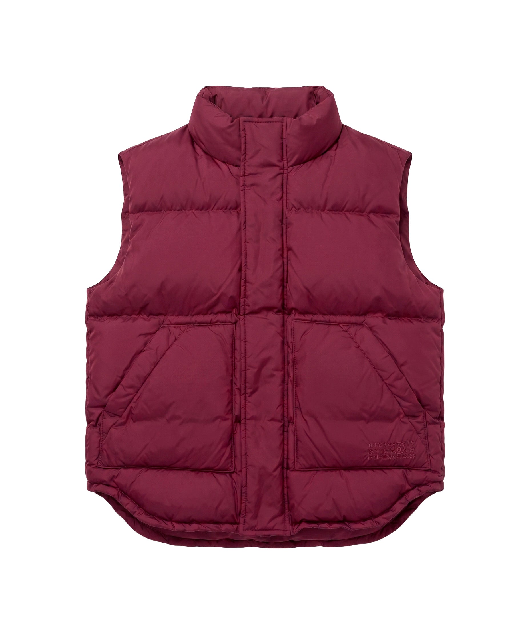 MM6 Maison Margiela Kids Gilet Imbottito Bordeaux Unisex con Logo Numerico Ricamato per Bambini e Bambine