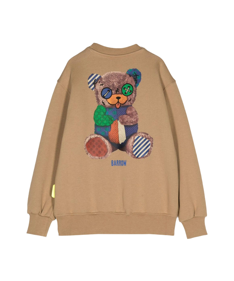 Barrow Kids Felpa Marrone con Stampa Scritta e Stampa Logo per Bambini (retro)