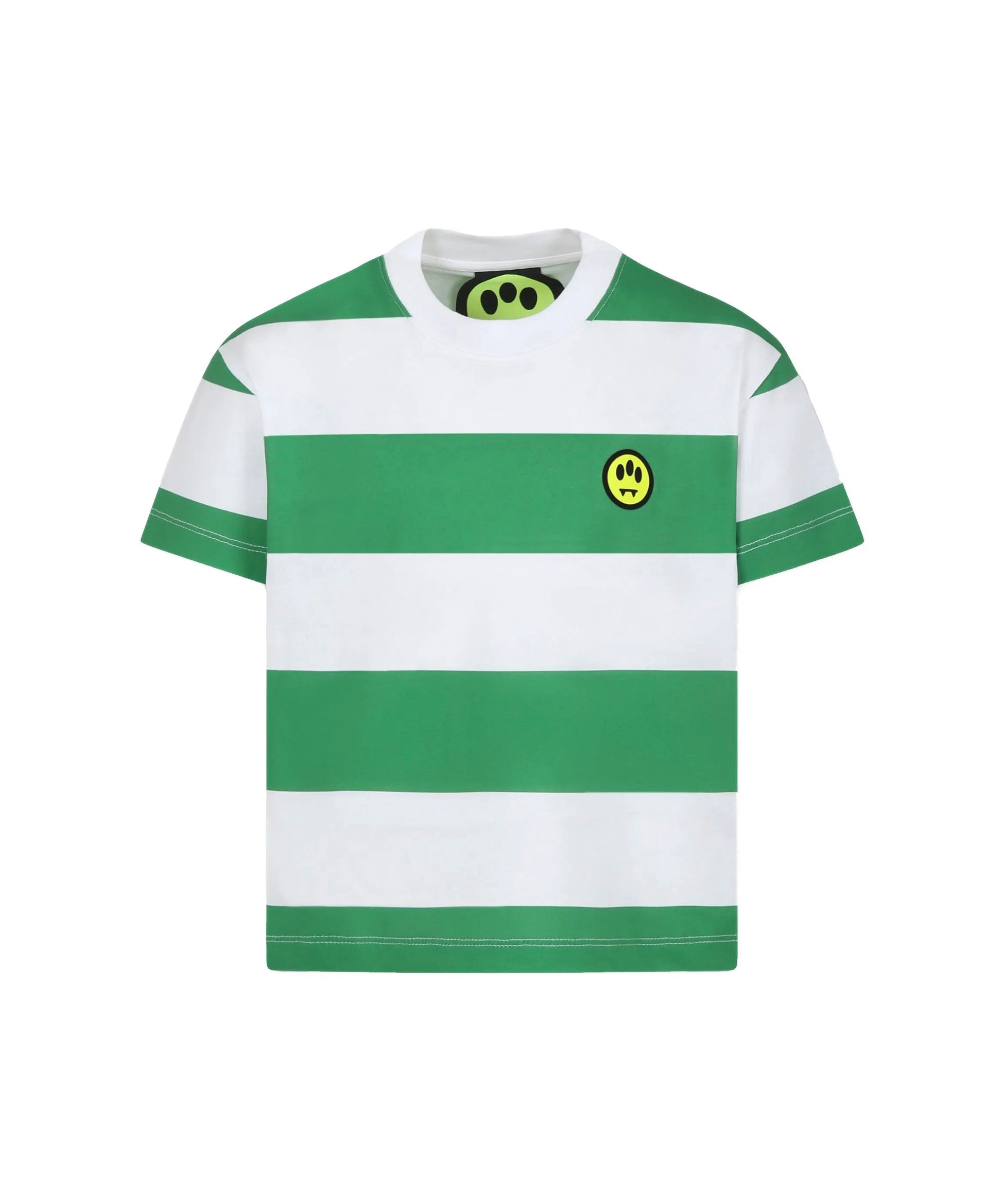 Barrow Kids T-shirt a Righe Bianco/Verde con Stampa Retro per Bambini (fronte)