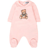 Moschino Kids Tutina con Bavetta Rosa con Teddy per Neonate