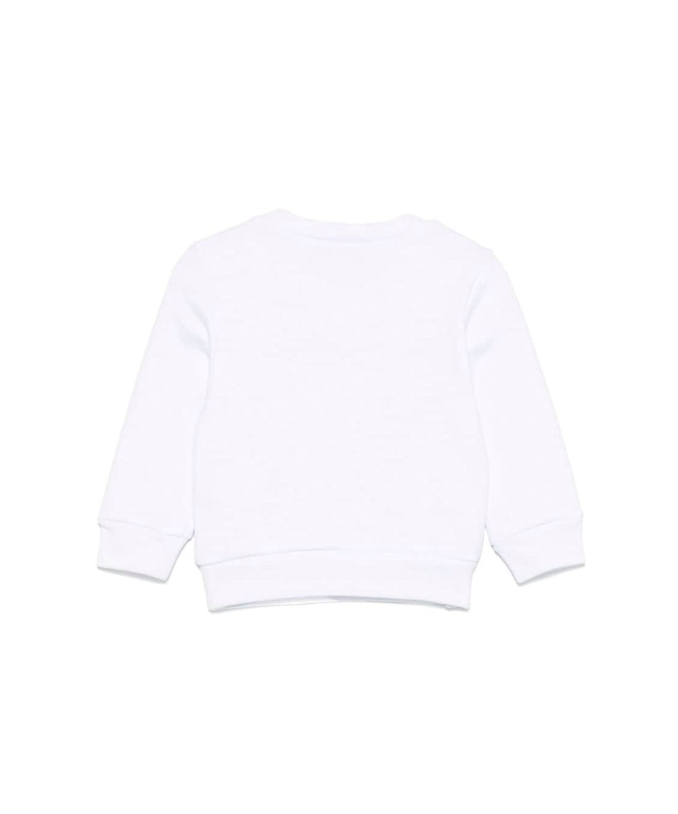 Dsquared2 Kids Felpa Girocollo Bianca con Stampa D2 Leaf per Neonati (retro)