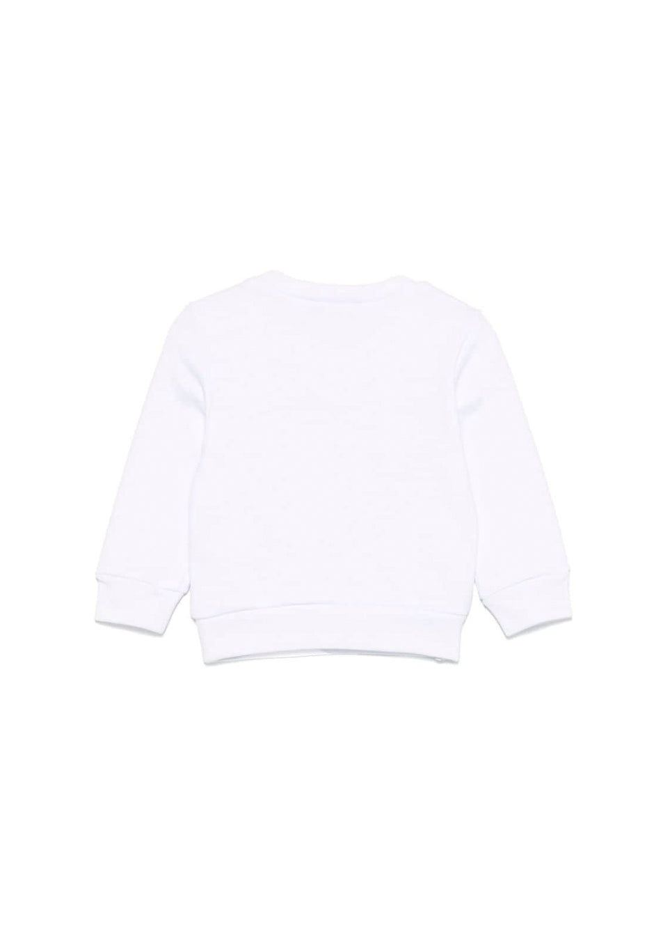 Dsquared2 Kids Felpa Girocollo Bianca con Stampa D2 Leaf per Neonati (retro)