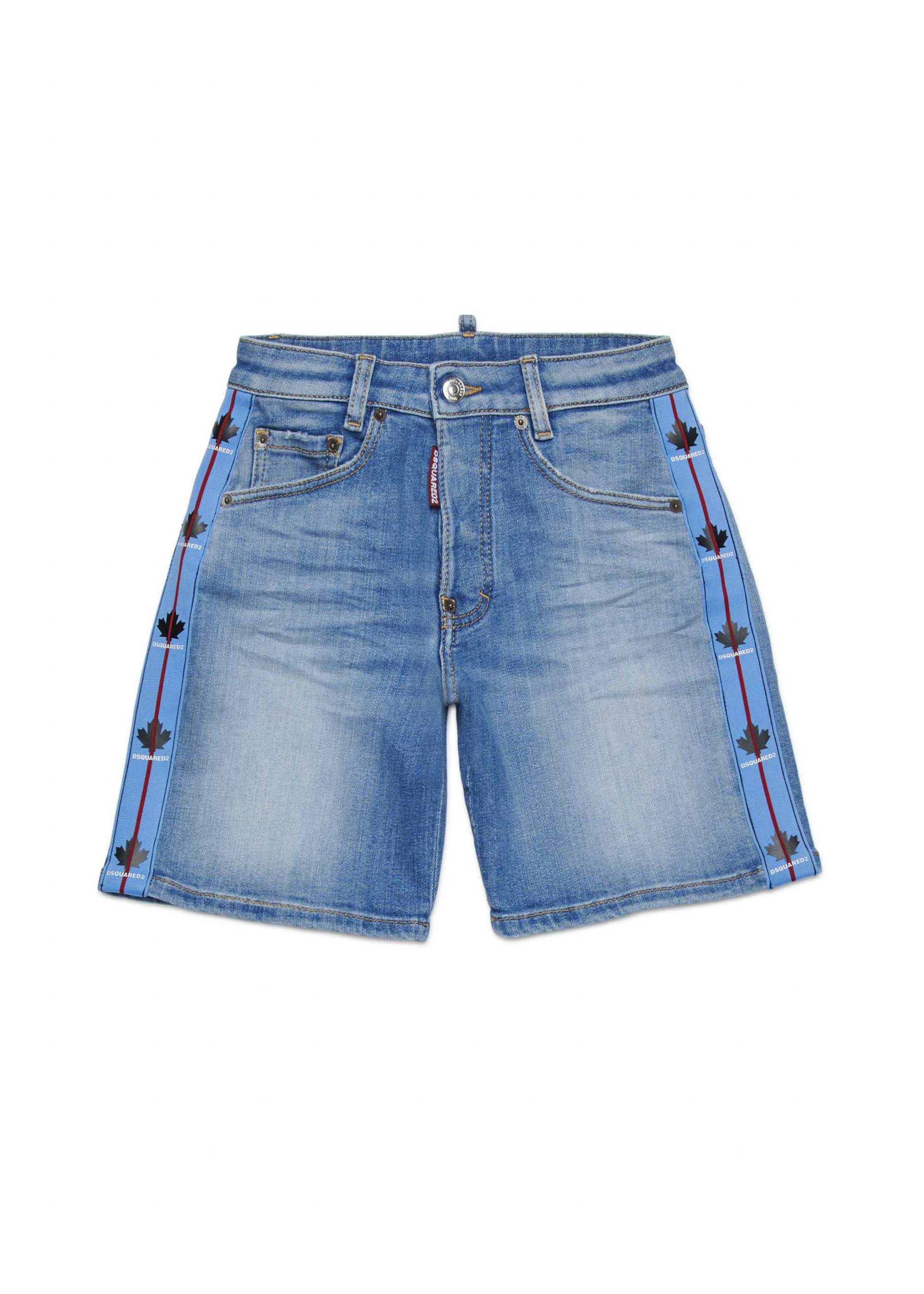 Dsquared2 Kids Bermuda Denim con Banda Logo per Bambini