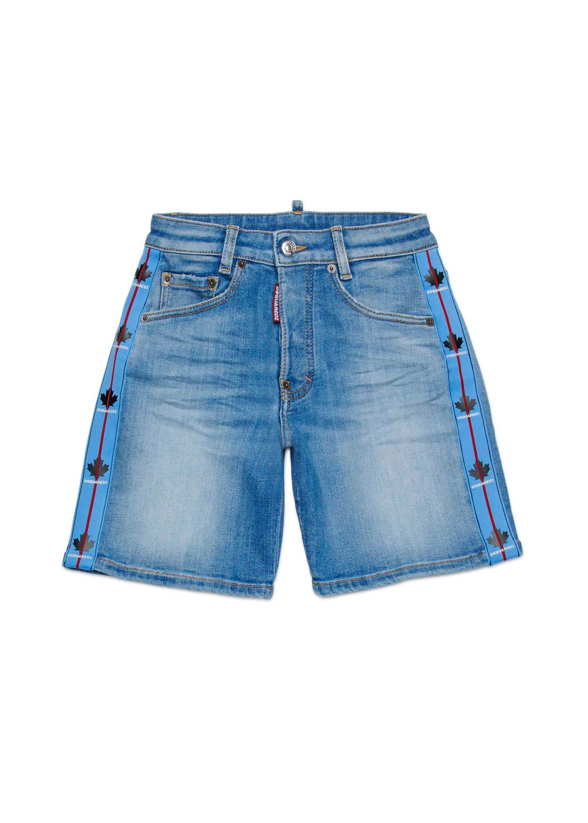 Dsquared2 Kids Bermuda Denim con Banda Logo per Bambini