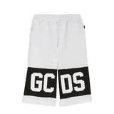 GCDS Bermuda Bianco/Nero con Banda Logo per Bambini