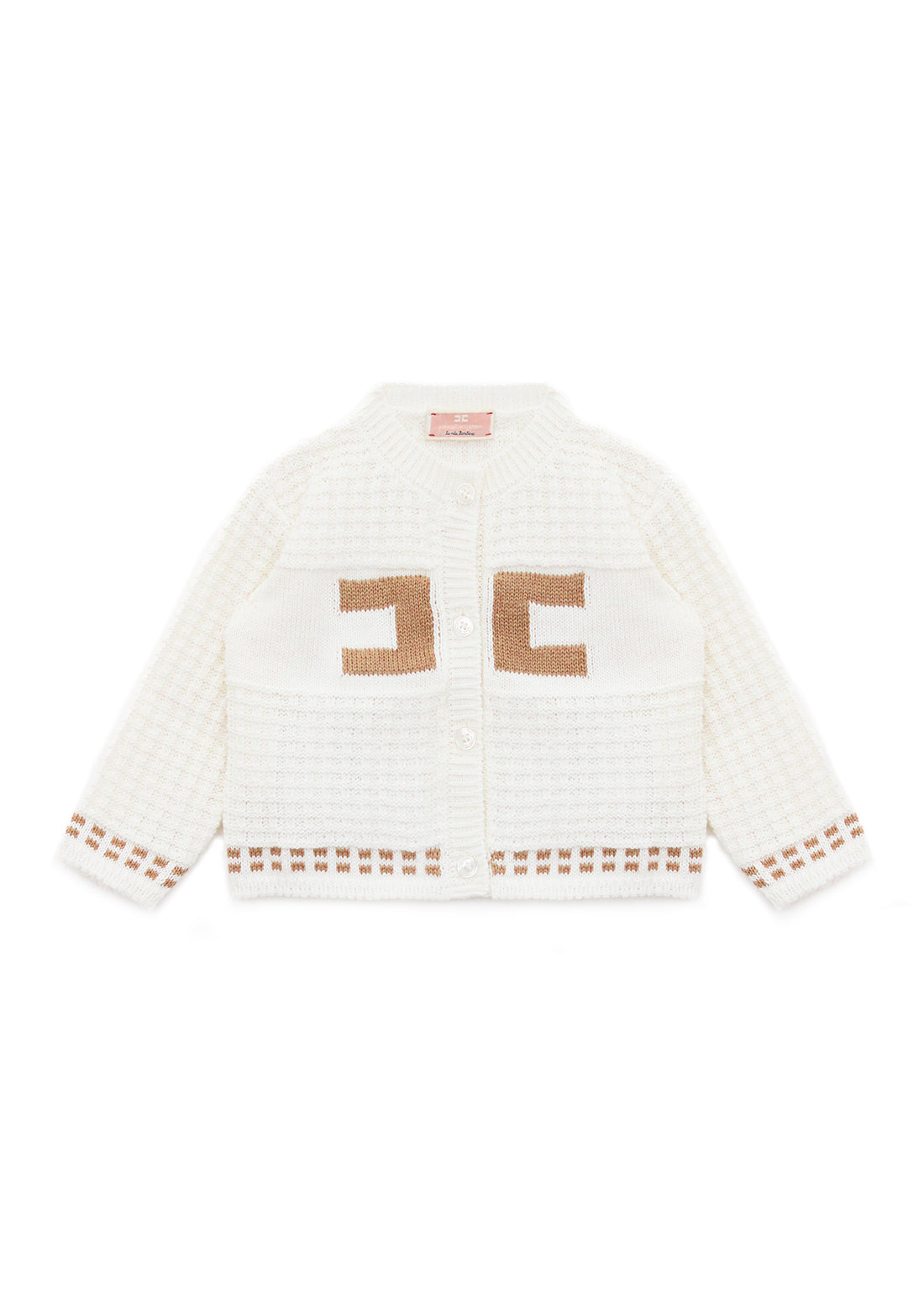 Elisabetta Franchi La Mia Bambina Cardigan in Maglia con Logo Jacquard