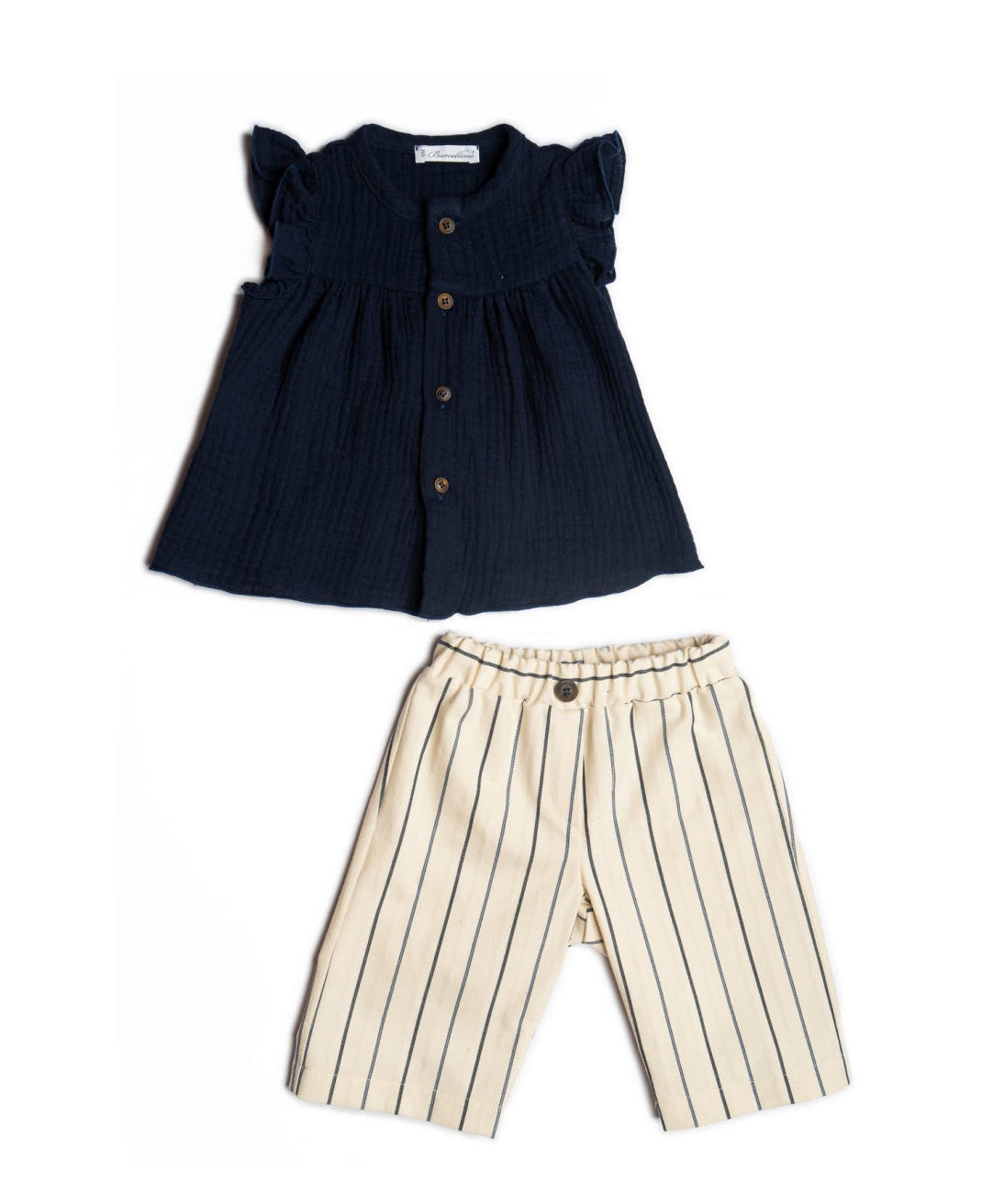 Barcellino Kids Completo Blu e Panna a Righe per Neonate