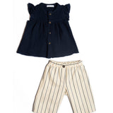Barcellino Kids Completo Blu e Panna a Righe per Neonate