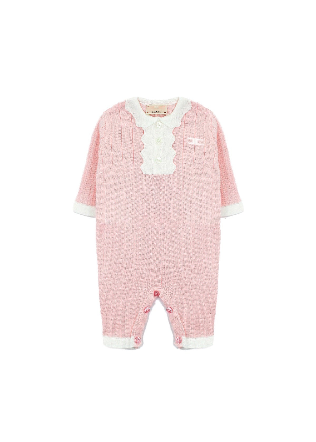 Elisabetta Franchi La Mia Bambina Tutina Rosa/Avorio con Logo per Neonate