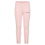 Palm Angels Kids Leggings Rosa con Bande Laterali e Logo per Bambine