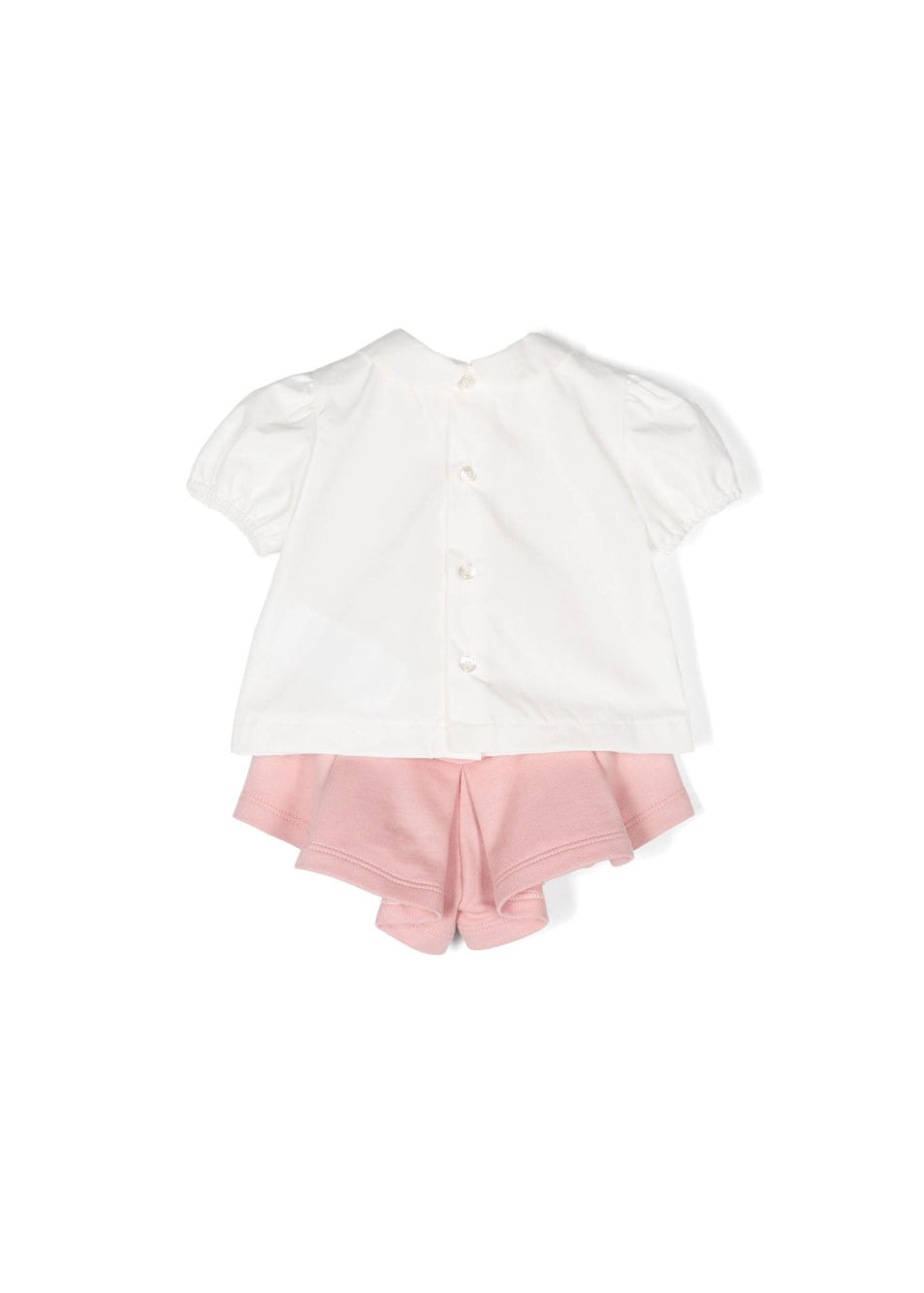 Elisabetta Franchi La Mia Bambina T-shirt Avorio con Logo con Short Rosa per Neonate (retro)