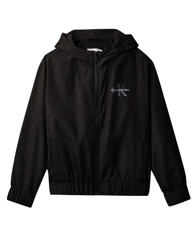 Calvin Klein Kids Giubbino con Cappuccio Nero con Logo per Bambini