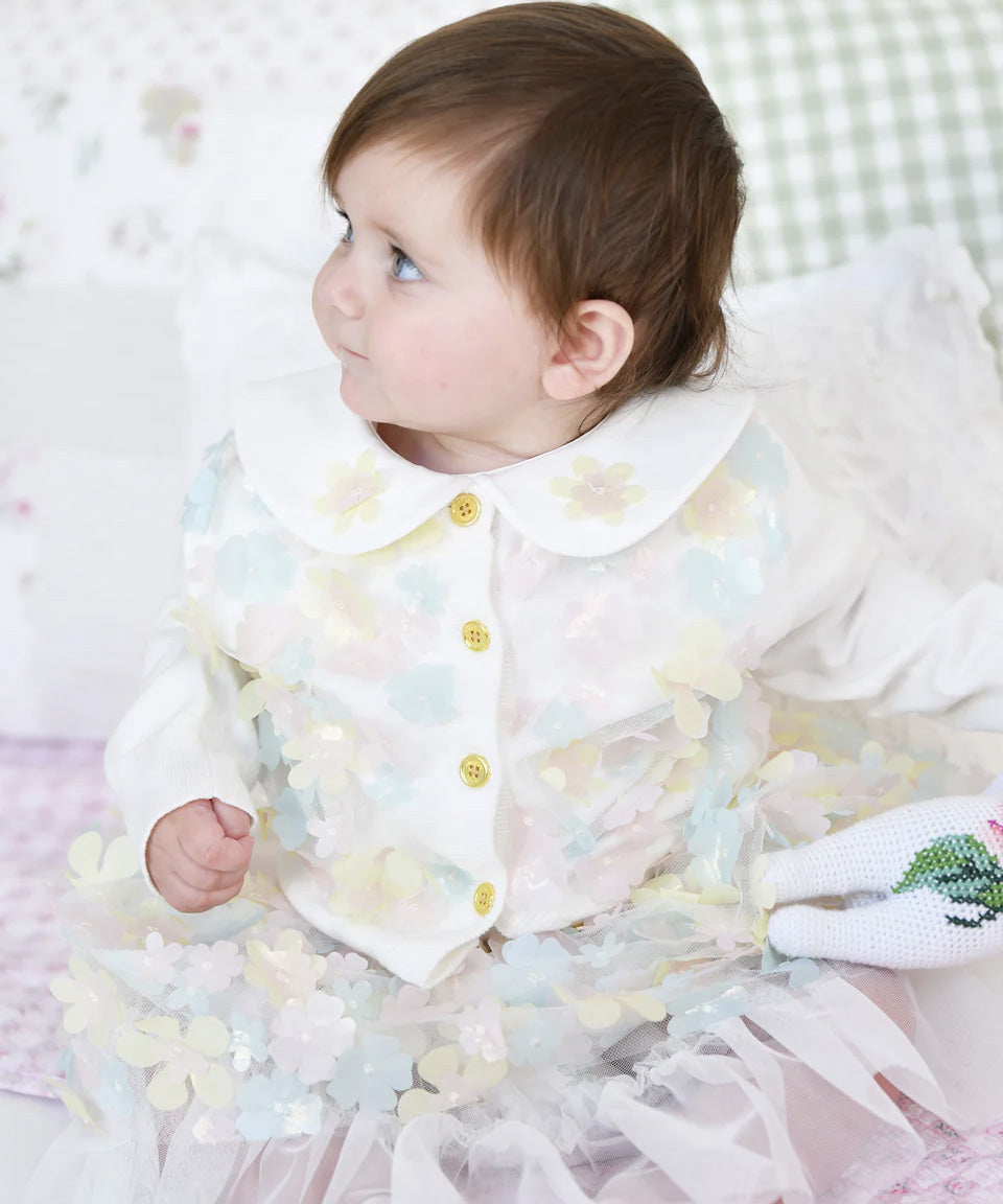 Angel's Face Kids Chris Cardigan Panna con Applicazioni Multicolor per Neonate