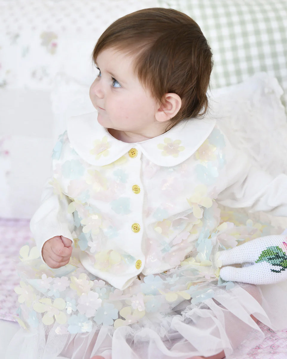 Angel's Face Kids Chris Cardigan Panna con Applicazioni Multicolor per Neonate