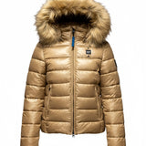 Blauer Kids Giubbino Tabacco con Cappiuccio in Pelliccia Ivory Junior per Bambine