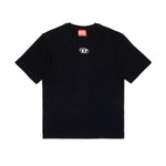 Diesel Kids T-shirt Nera con Oval D in Metallo per Bambini 