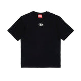 Diesel Kids T-shirt Nera con Oval D in Metallo per Bambini 