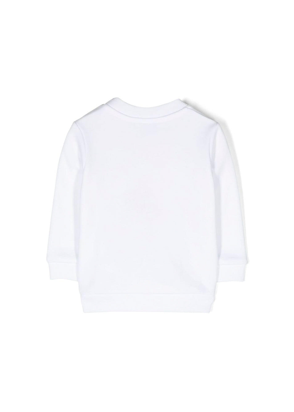 Moschino Kids Felpa Bianca Girocollo con Logo e Patch Teddy Bear per Neonati (retro)