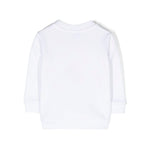 Moschino Kids Felpa Bianca Girocollo con Logo e Patch Teddy Bear per Neonati (retro)