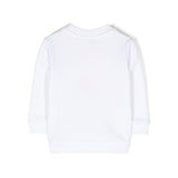 Moschino Kids Felpa Bianca Girocollo con Logo e Patch Teddy Bear per Neonati (retro)