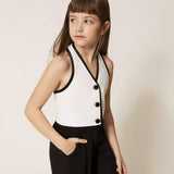 Twinset Top Off-White e Nero per Bambine