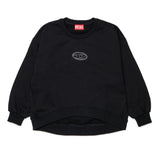 Diesel Kids Felpa Nero con Logo Oval-D per Bambine
